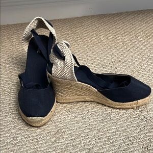 Soludos Navy and Cream Espadrilles